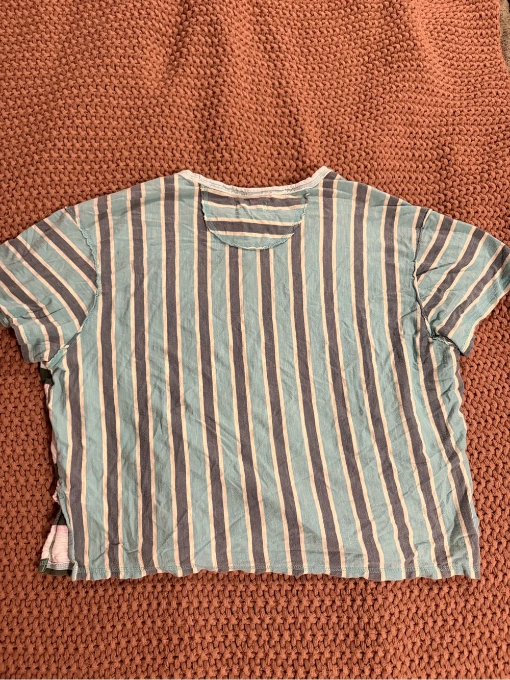 Free People Get Real Tee in Green and Blue
